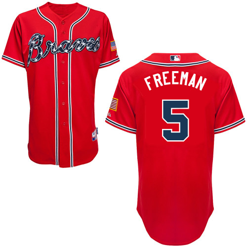 Freddie Freeman #5 Youth Baseball Jersey-Atlanta Braves Authentic 2014 Red MLB Jersey
